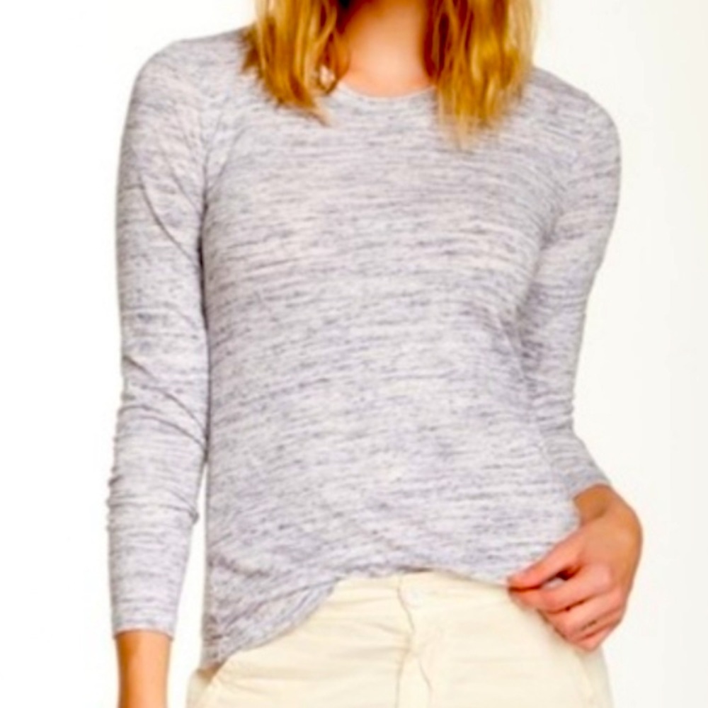 Standard James Perse Marled Gray Long Sleeve Slub Cotton Tee Minimalist-3/L